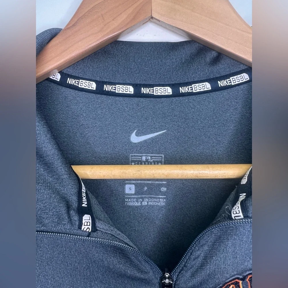 Nike SF Giants Quarter Zip Pullover Gray Orange S MLB Baseball Athletic Top